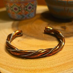 Artisan Copper and Silver Twisted Bracelet
